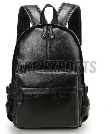 Unisex Black Leather Backpack Bag