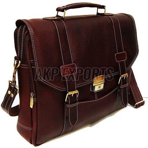 Unisex Brown Leather Laptop Bag