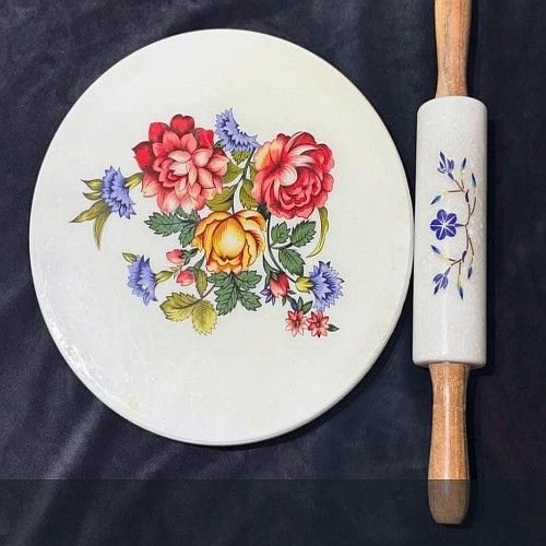 White Marble Chakla Belan Set