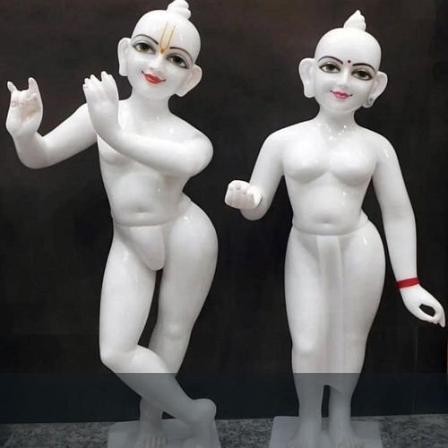 White Marble Iskcon Radha Krishna Statue