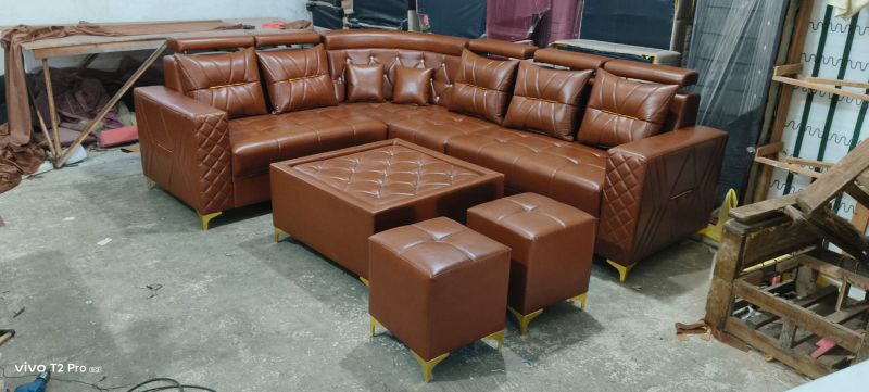 8 Seater L-Shape Leather Sofa Set