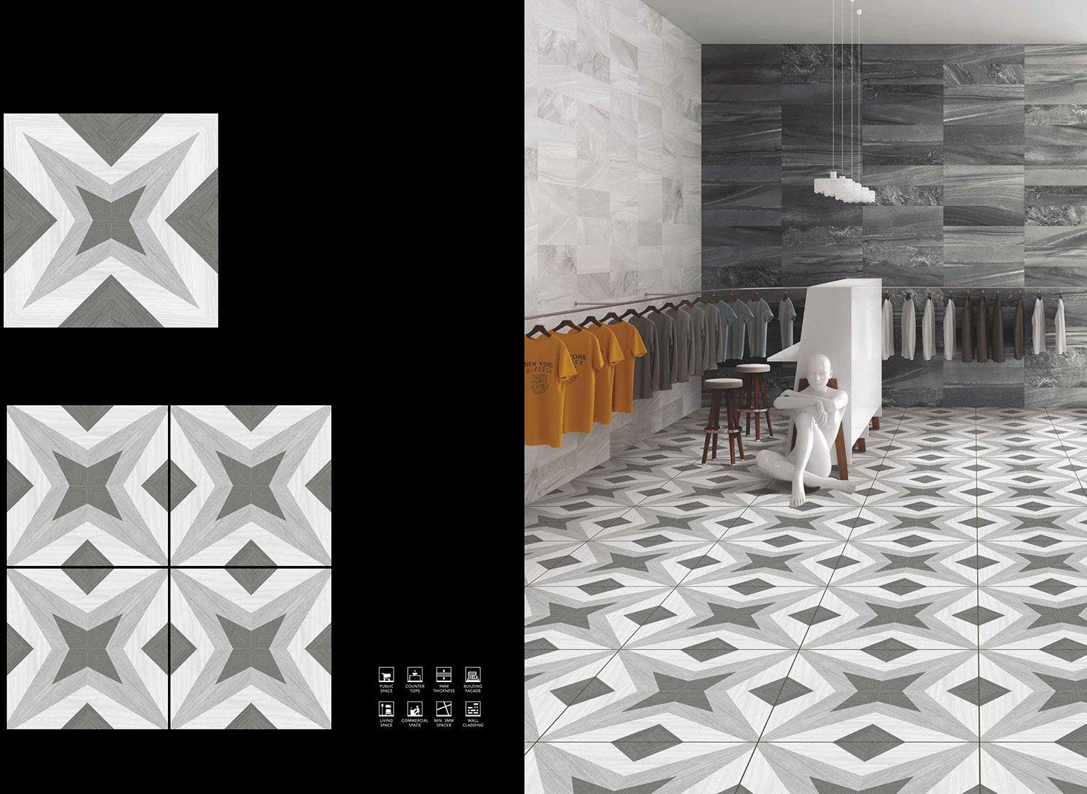 Geometric Pattern Porcelain Floor Tile