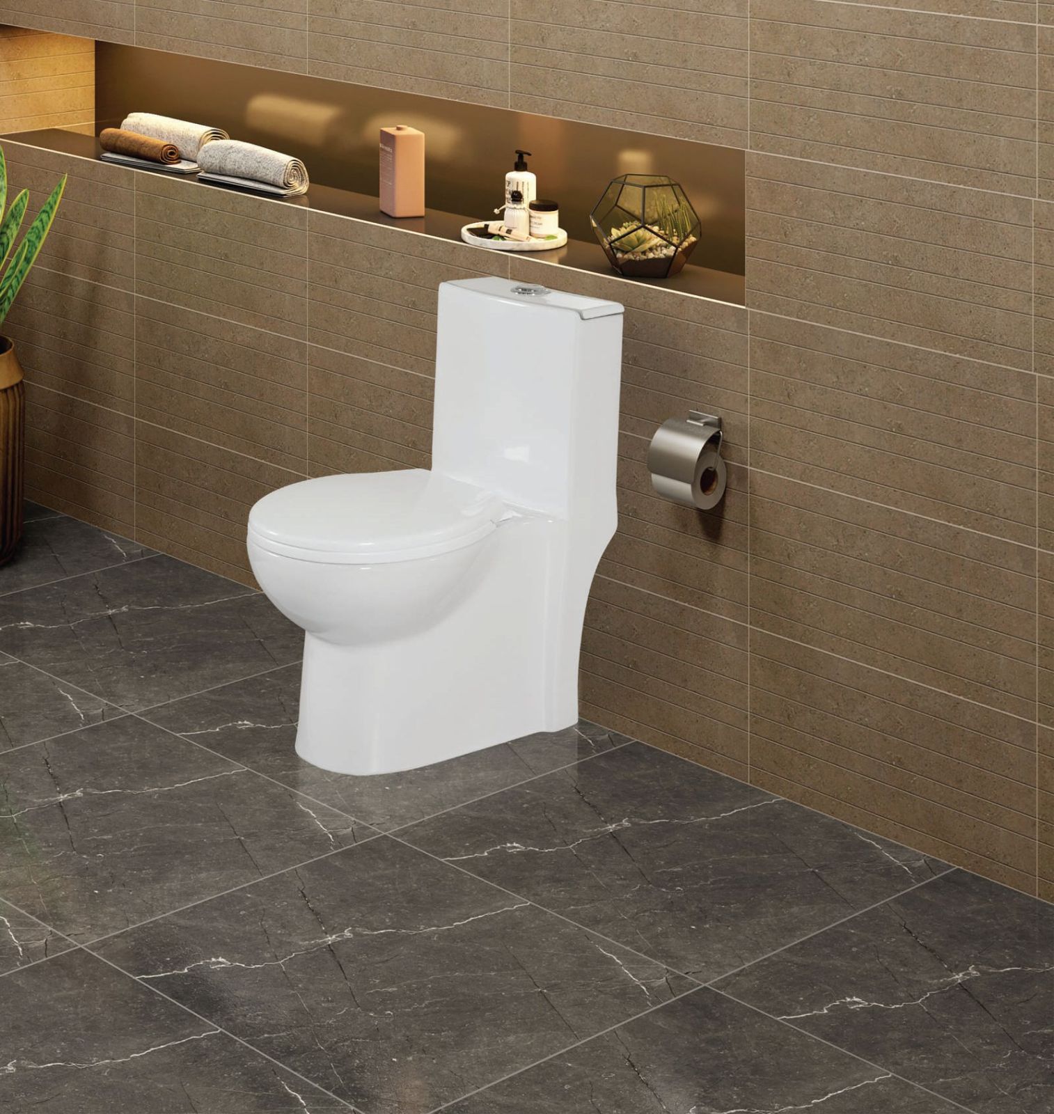 White Ceramic One Piece Floor Mounted Western Toilet