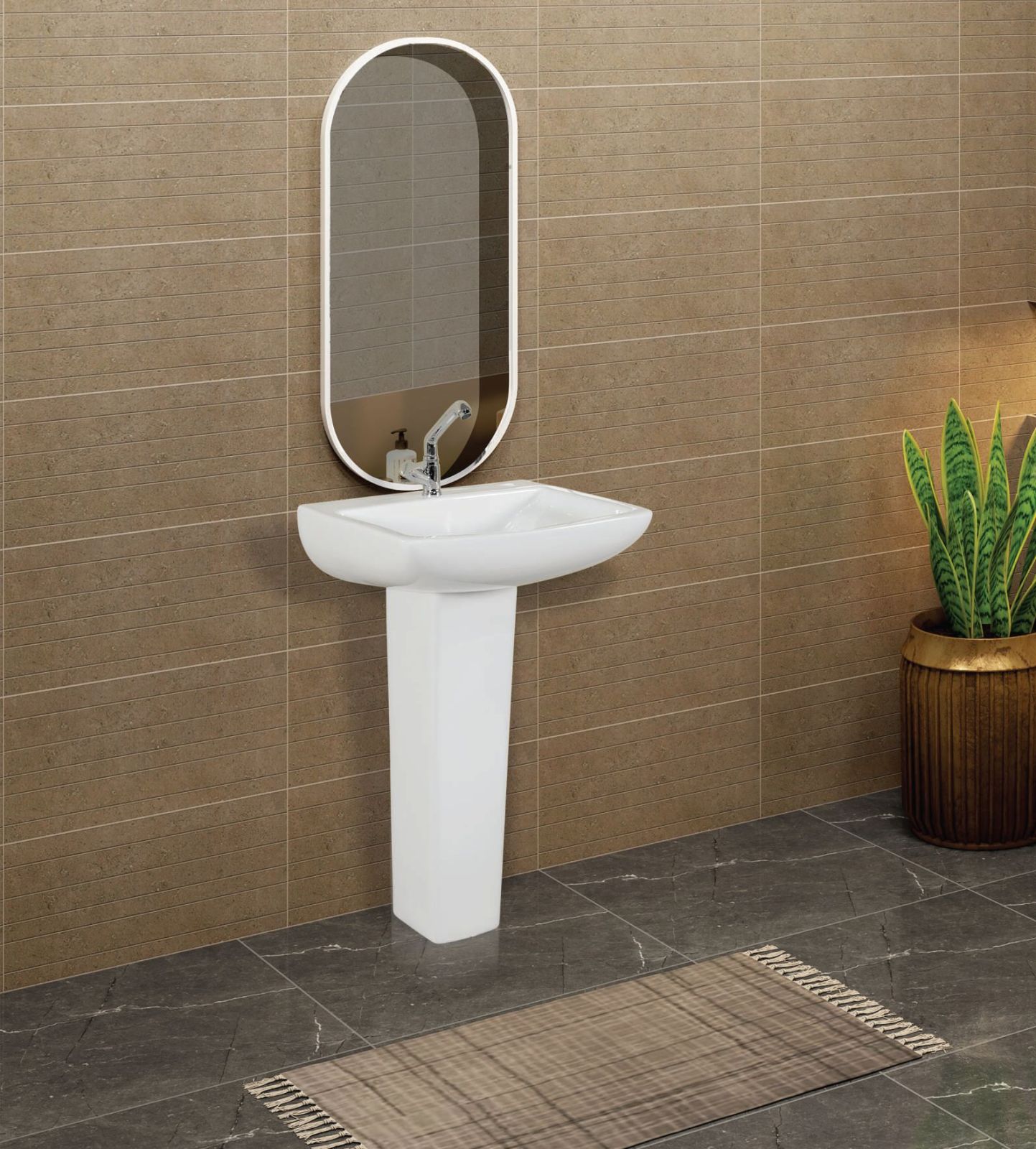 White Ceramic Pedestal Wash Basin
