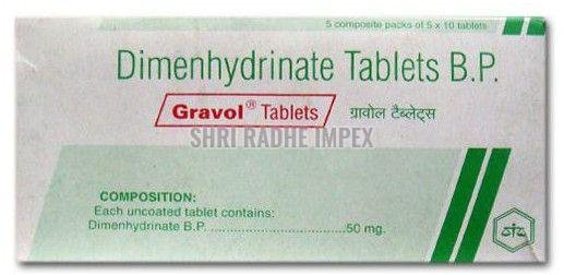 50mg Gravol Dimenhydrinate Tablets