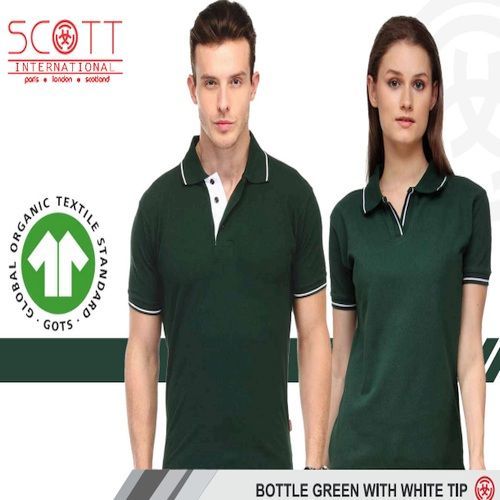 Cotton Scott International Bottle Green With White Tip Polo T-Shirt Set