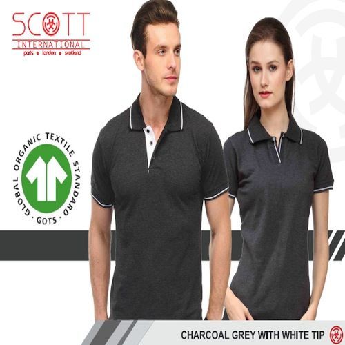 Cotton Scott International Charcoal Grey with White Tip Polo T-Shirt Set