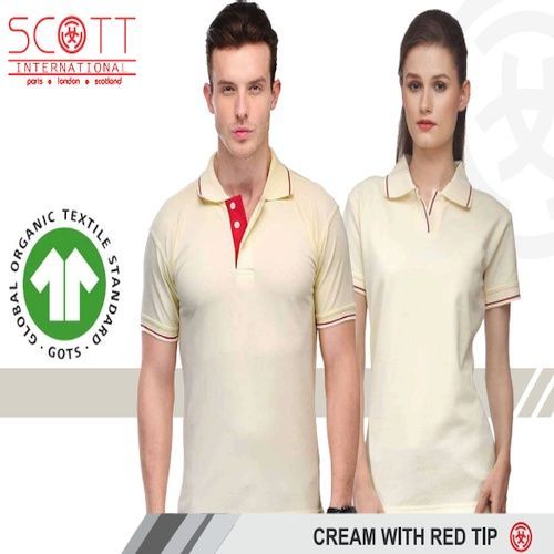 Cotton Scott International Cream with Red Tip Polo T-Shirt Set