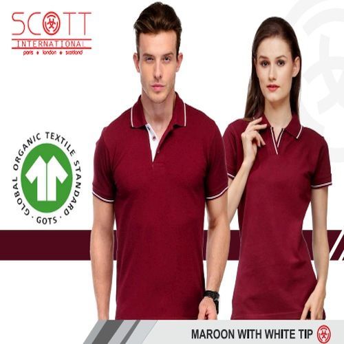 Cotton Scott International Maroon with White Tip Polo T-Shirt Set