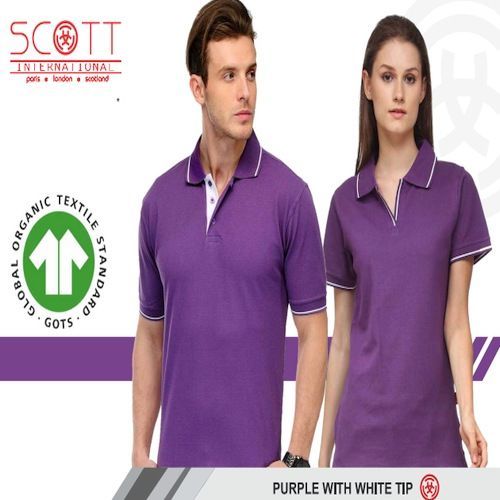 Cotton Scott International Purple With White Tip Polo T-Shirt Set