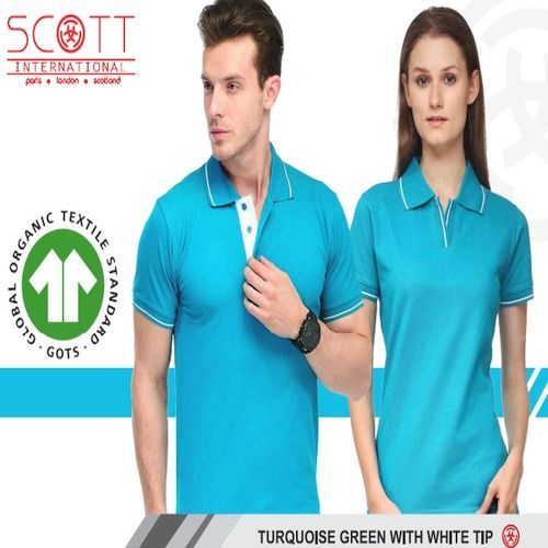 Cotton Scott International Turquoise Green With White Tip Polo T-Shirt Set