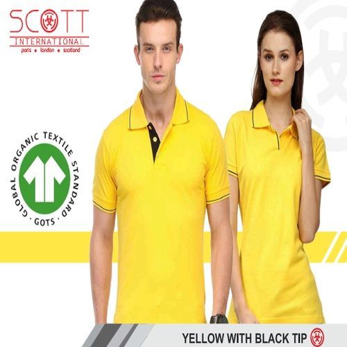 Cotton Scott International Yellow with Black Tip Polo T-Shirt Set