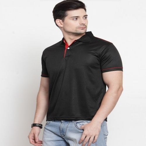 Mens Black with Red Tip Scott Dry Fit Polo T-Shirt