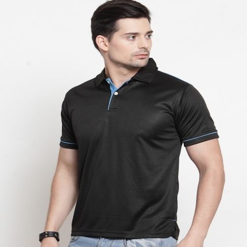 Mens Black with Sky Blue Scott Dry Fit Polo T-Shirt