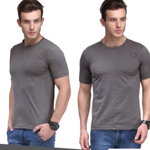 Mens Charcoal Grey Cotton Round Neck T-Shirt