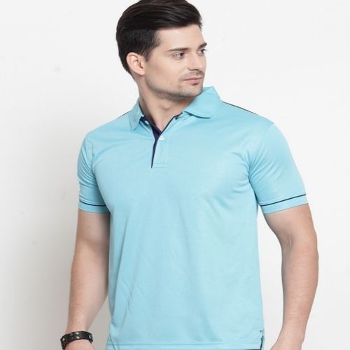 Mens Electric Blue with Navy Blue Tip Scott Dry Fit Polo T-Shirt