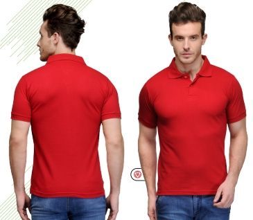Mens Red Cotton Regular Fit Polo T-Shirt