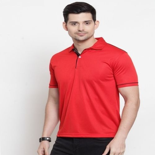 Mens Red with Black Tip Scott Dry Fit Polo T-Shirt