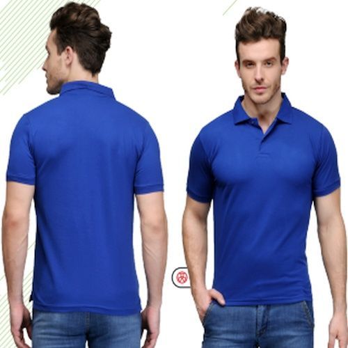 Mens Royal Blue Cotton Regular Fit Polo T-Shirt