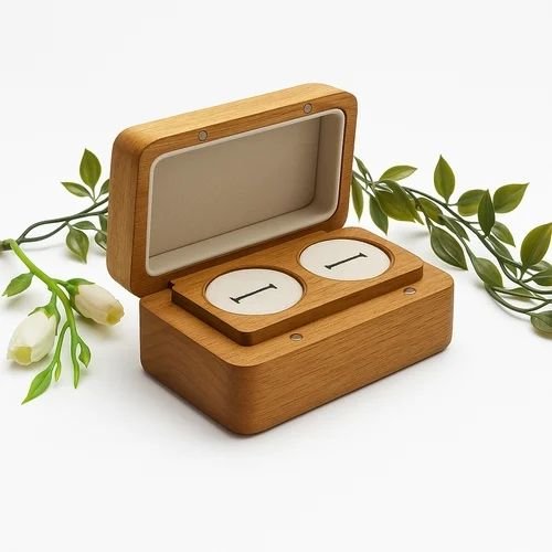 Teak Wood Couple Ring Box Pack