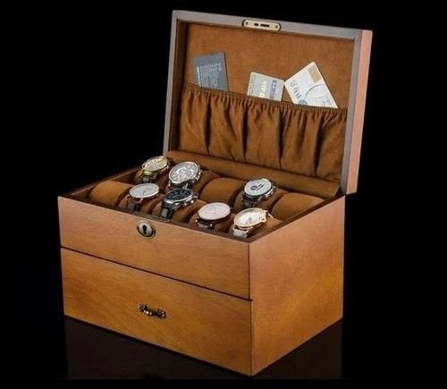 Wooden Watch Organizer Box With Drawer