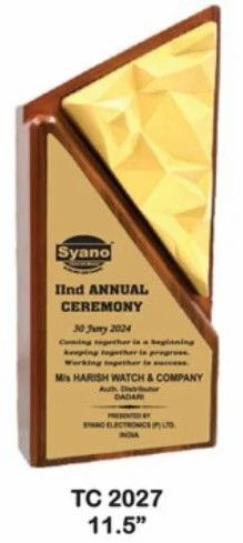 11.5 Inch Wooden Geometric Finish Recognition Award Plaque