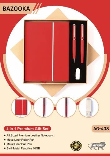 4 In 1 Red Professional Stationery & Tech Corporate Gift Set