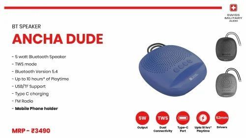 Ancha Dude Compact Bluetooth Speaker with Tws & Phone Holder