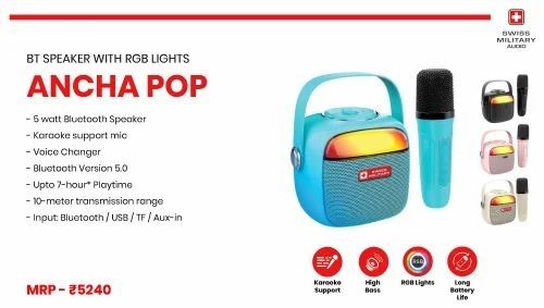 Ancha POP Mini Karaoke Bluetooth Speaker with Mic & RGB Lights