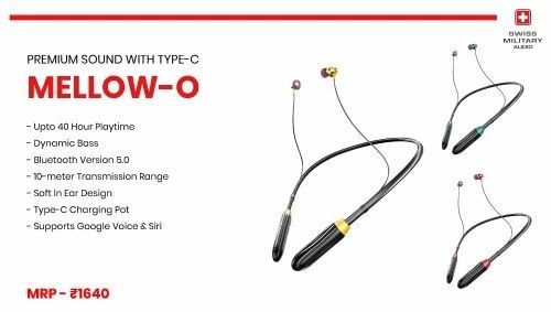Mellow-O Type-C Wireless Neckband with Deep Bass & Long Playtime