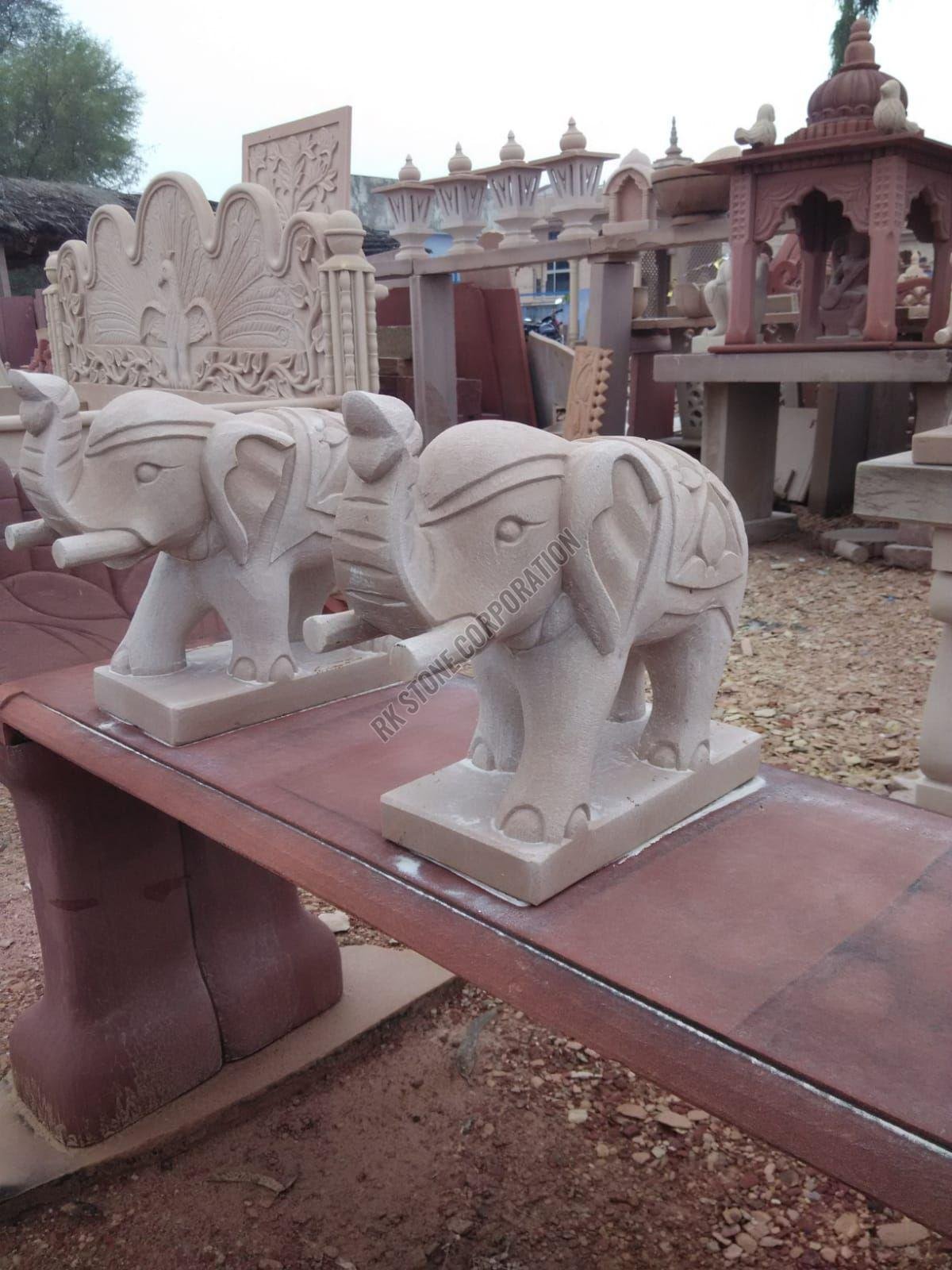 White Sandstone Elephant Statue