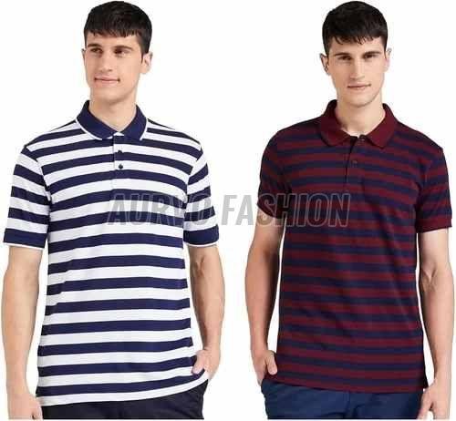 Cotton Blend Casual Multicolor Polo T Shirt
