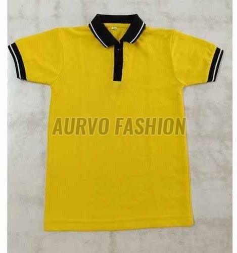 Cotton Blend Office Wear Collar Neck T Shirt
