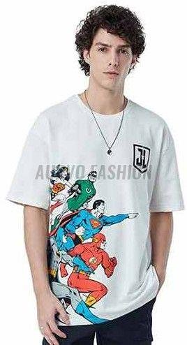Cotton Blend Printed Drop Shoulder T Shirt