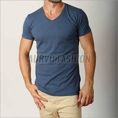 Cotton Blend Slim Fit V Neck T Shirt
