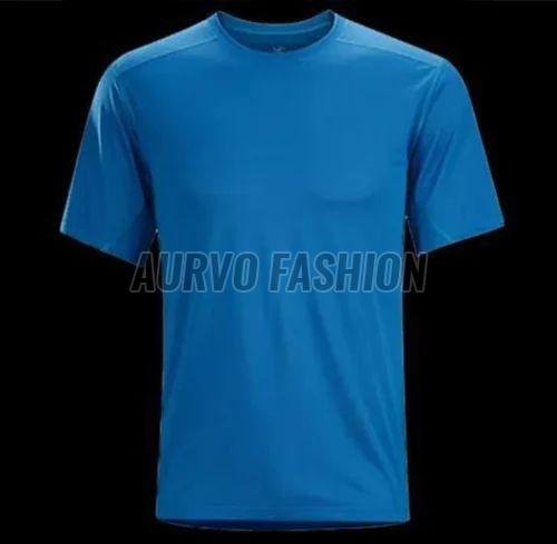 Mens Polyester Plain Round Neck T-Shirt