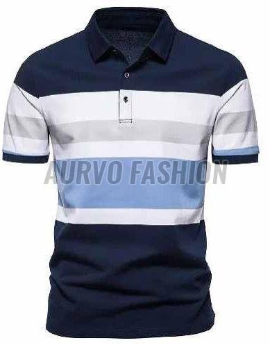 Polyester Multicolor Plain Polo T Shirt