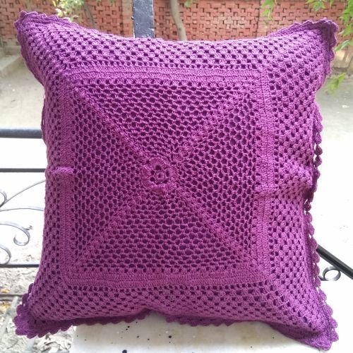 16x16 Violet Full Lace Cushion Cover