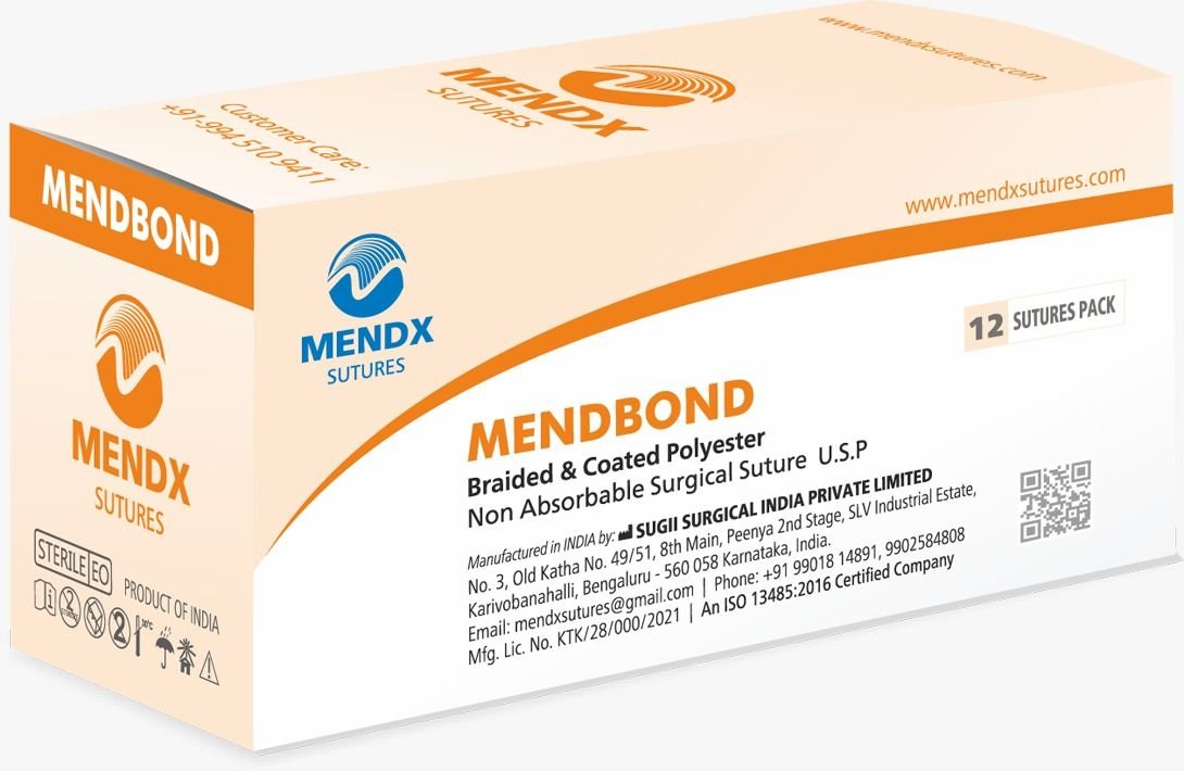 Mendbond Braided &AMP; Coated Polyester Non Absorbable Surgical Suture