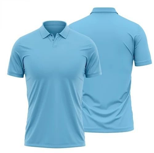 Light Blue Cotton Lycra Regular Fit Polo T-Shirt