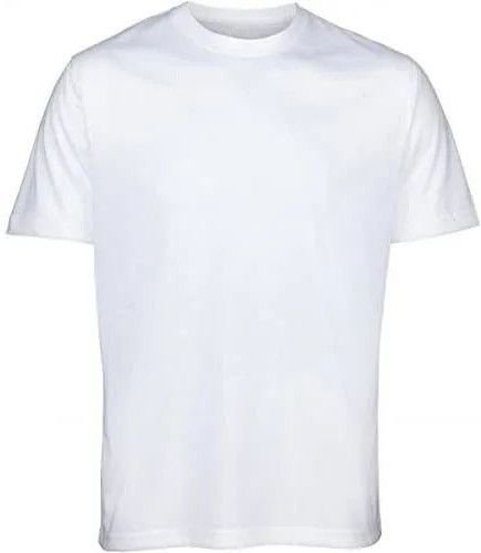 White Solid Cotton Sinker Regular Fit T-Shirt