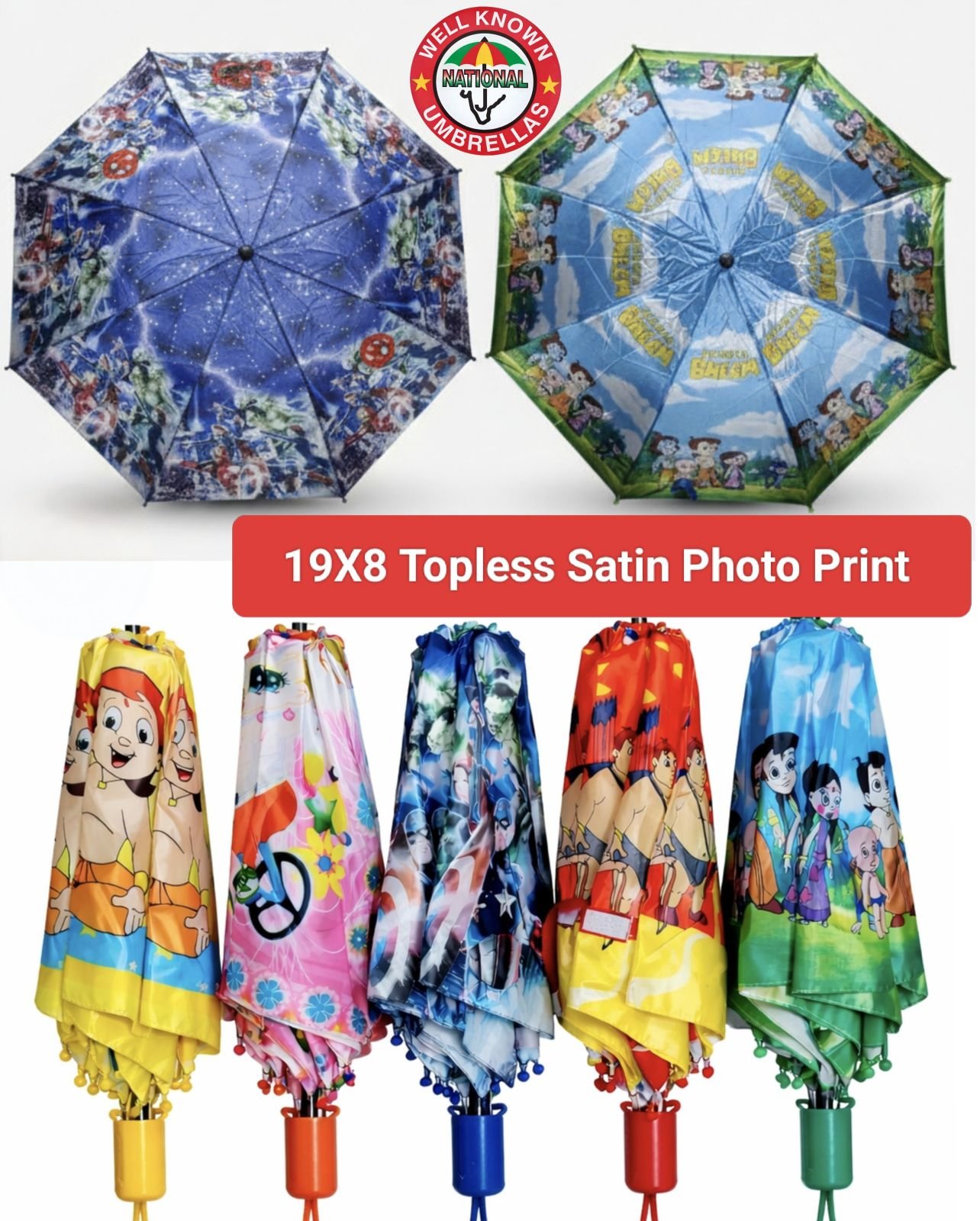 19x8 Inches Topless Satin Photo Print Umbrella