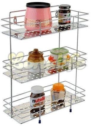 Triple Shelf Stainless Steel Kitchen Jar Rack