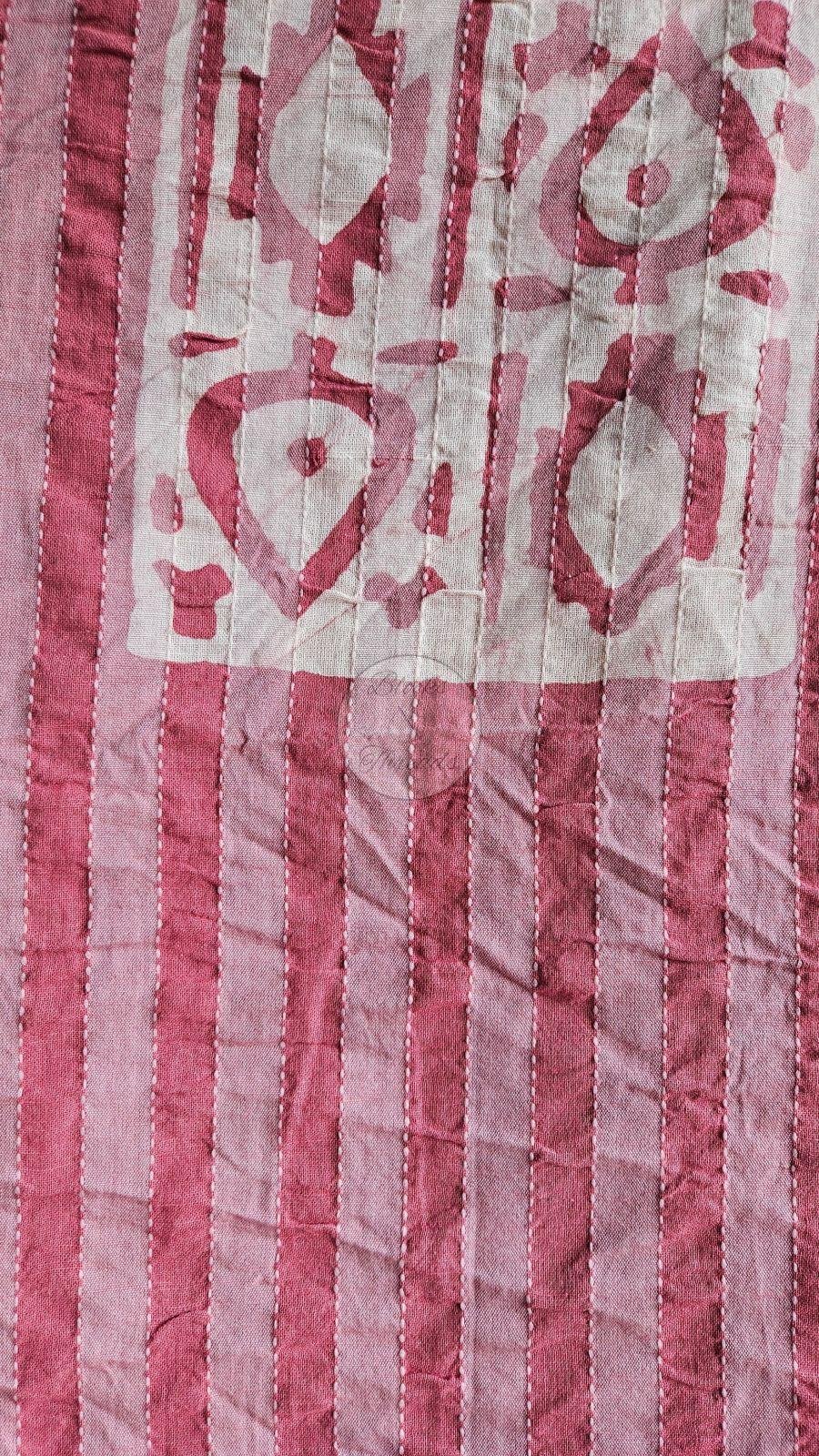 Onion Pink Handloom Cotton Batik Printed Suit