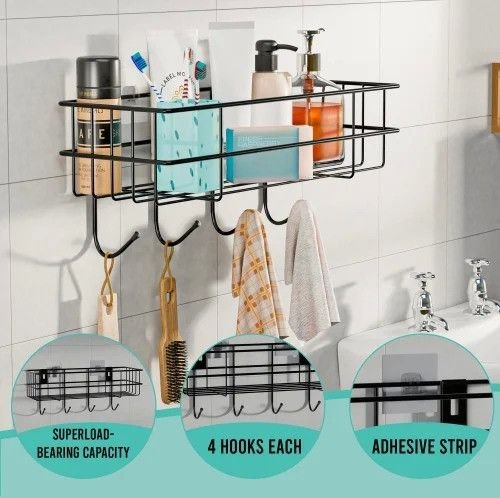 Space Saving Mild Steel Wall Mounted Bathroom Storage Shelf