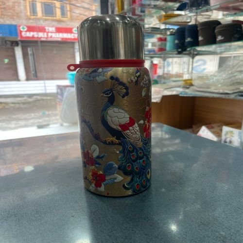 Peacock Print Copper Bottle