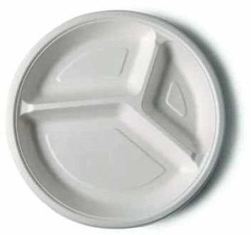 10 Inch Round 3CP Sugarcane Bagasse Biodegradable Disposable Plate