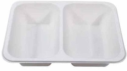 2 Compartment Sugarcane Bagasse Biodegradable Disposable Meal Tray