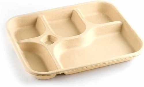 5 Compartment Sugarcane Bagasse Biodegradable Disposable Plate