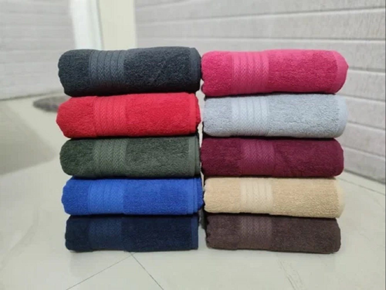 Multicolor Plain Cotton Bath Towel